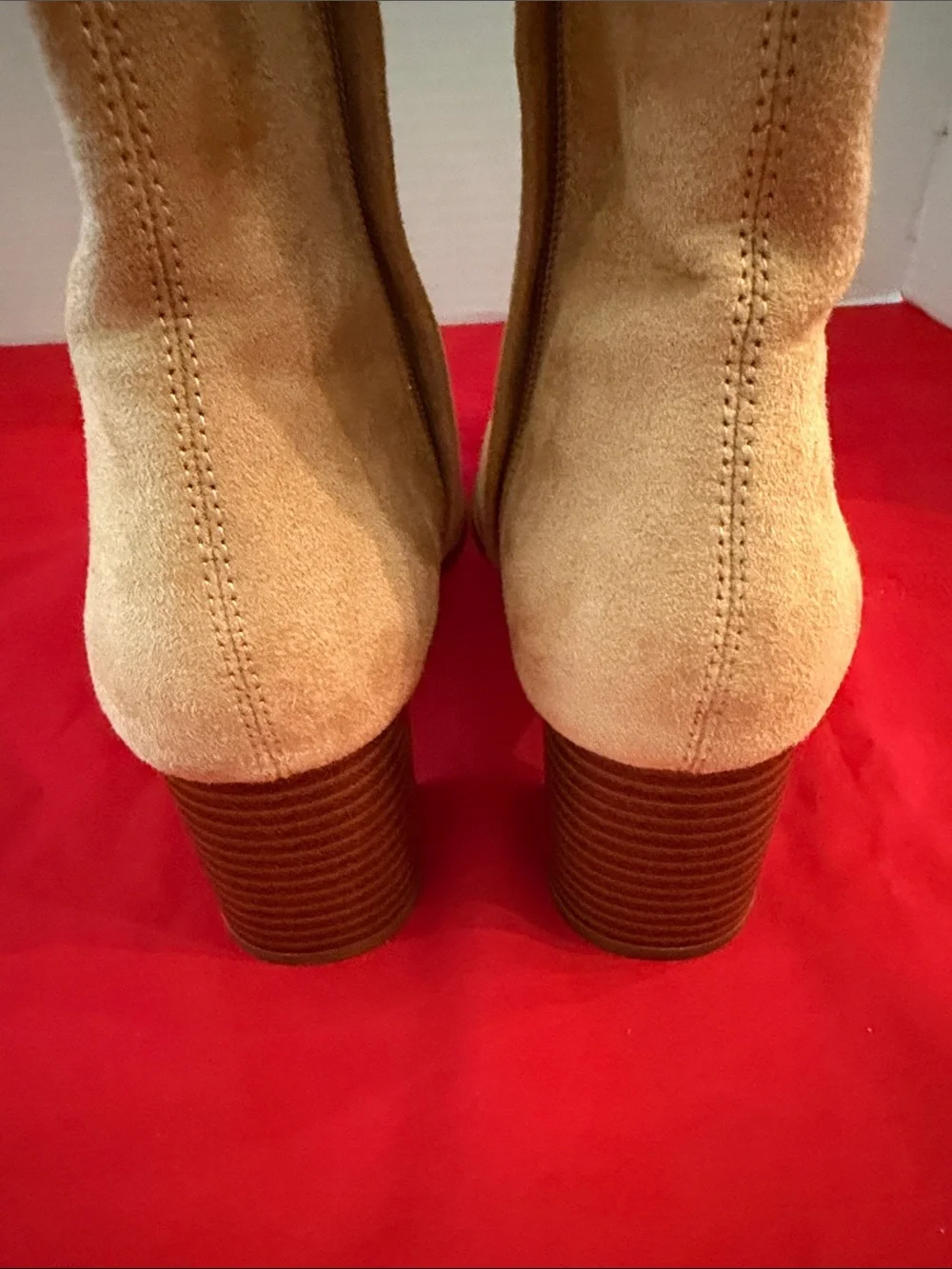 H&M Ankle Boots -Women's Camel Square Toe Suede Block Heel  Size 9.5
